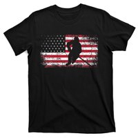 Hockey American Flag 4th Of July Patriotic USA Dad Son T-Shirt