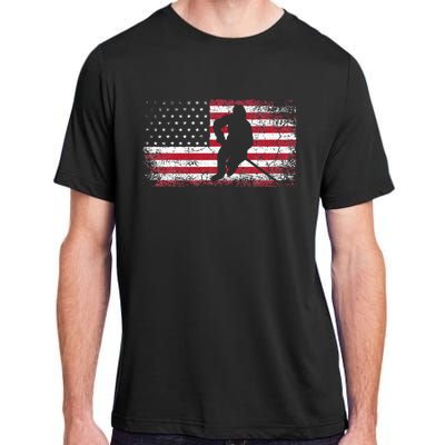 Hockey American Flag 4th Of July Patriotic USA Dad Son Adult ChromaSoft Performance T-Shirt