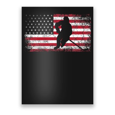 Hockey American Flag 4th Of July Patriotic USA Dad Son Poster