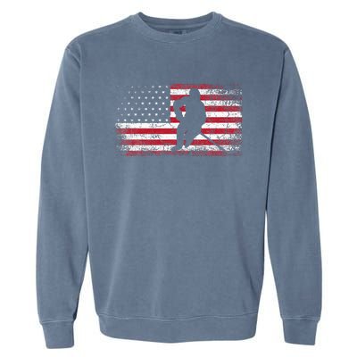 Hockey American Flag 4th Of July Patriotic USA Dad Son Garment-Dyed Sweatshirt