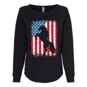 Horse American Flag Usa Womens California Wash Sweatshirt