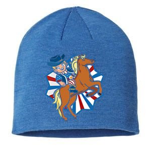 Howdy American Flag Cow Usa Lover Horse Equestrian Gift Sustainable Beanie