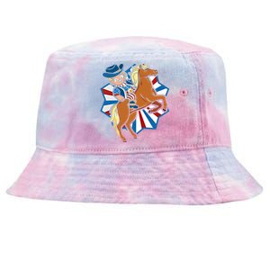 Howdy American Flag Cow Usa Lover Horse Equestrian Gift Tie-Dyed Bucket Hat