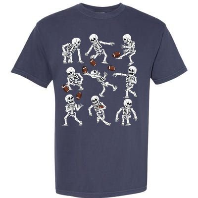 Halloween American Football Skeletons Funny Garment-Dyed Heavyweight T-Shirt