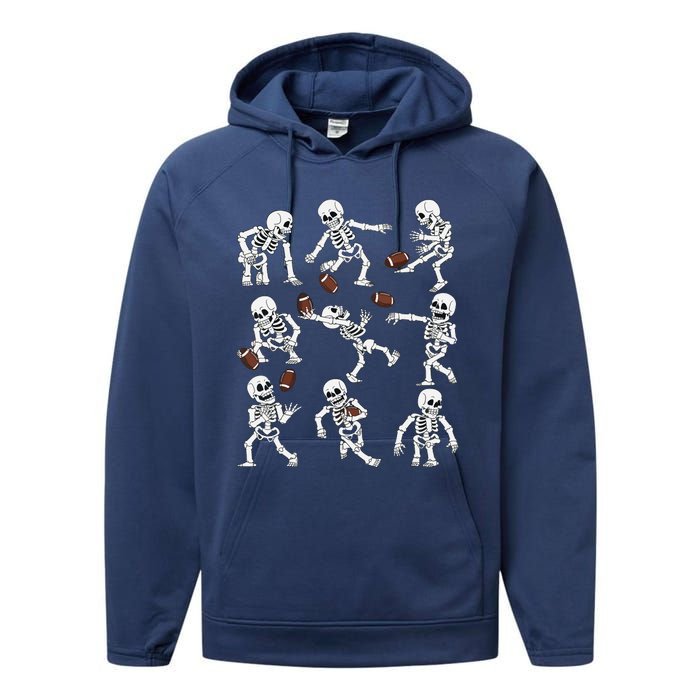 Halloween American Football Skeletons Funny Performance Fleece Hoodie