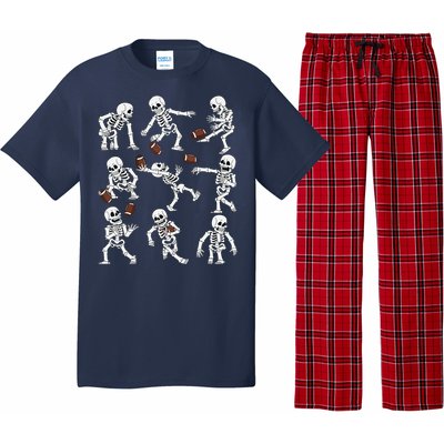 Halloween American Football Skeletons Funny Pajama Set