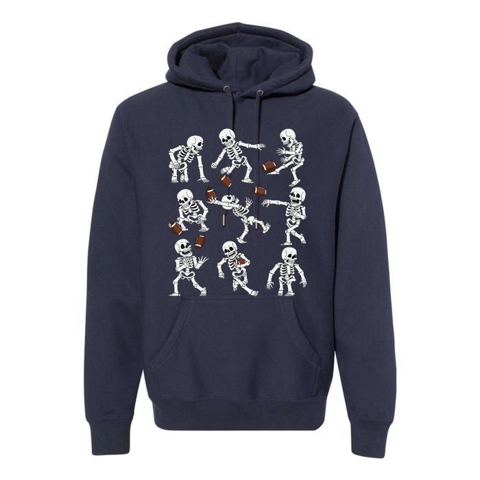 Halloween American Football Skeletons Funny Premium Hoodie