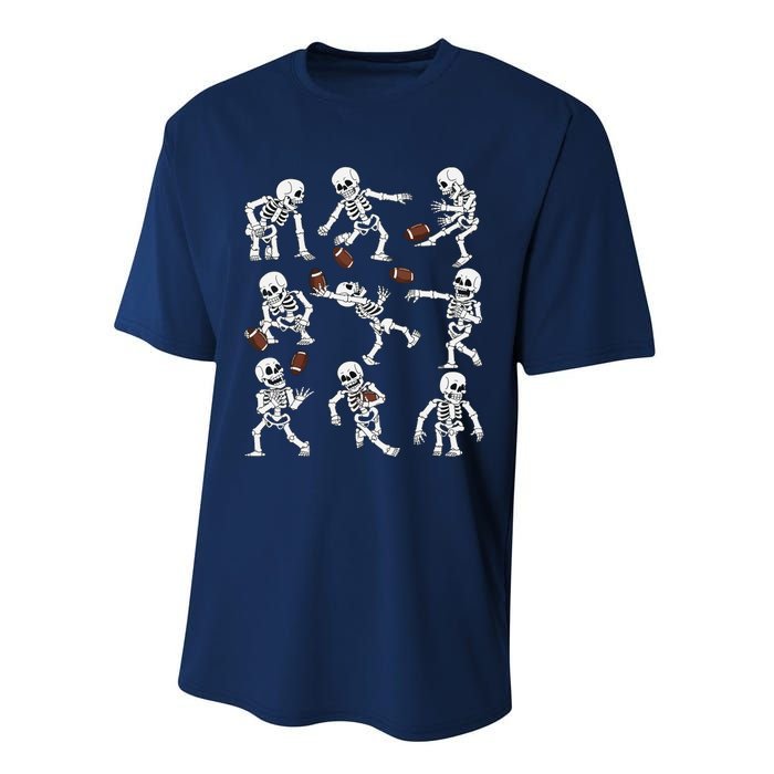 Halloween American Football Skeletons Funny Performance Sprint T-Shirt