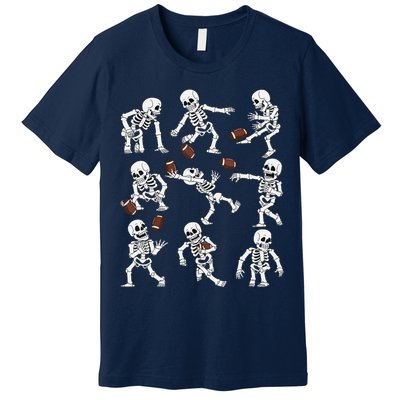 Halloween American Football Skeletons Funny Premium T-Shirt