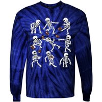 Halloween American Football Skeletons Funny Tie-Dye Long Sleeve Shirt