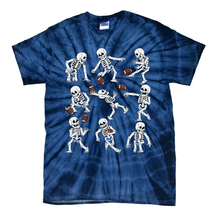 Halloween American Football Skeletons Funny Tie-Dye T-Shirt