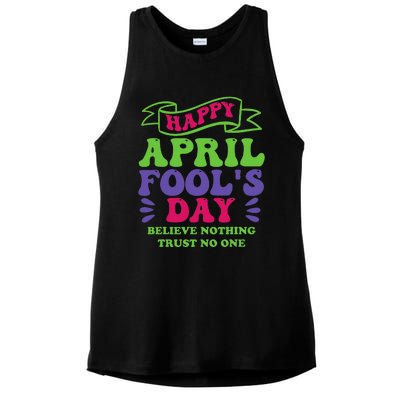 Happy April fools day April 1st prank Funny Ladies PosiCharge Tri-Blend Wicking Tank