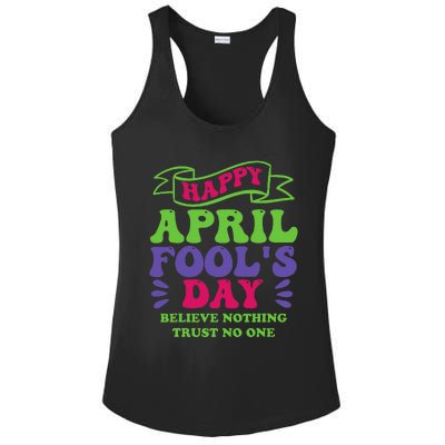 Happy April fools day April 1st prank Funny Ladies PosiCharge Competitor Racerback Tank