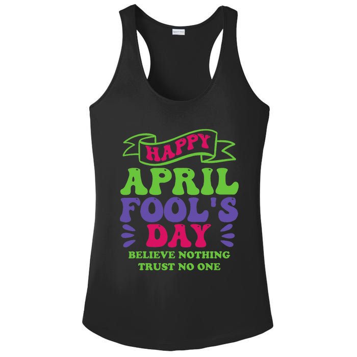 Happy April fools day April 1st prank Funny Ladies PosiCharge Competitor Racerback Tank