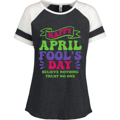 Happy April fools day April 1st prank Funny Enza Ladies Jersey Colorblock Tee