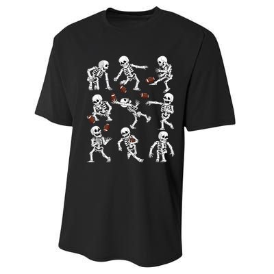 Halloween American Football Skeletons Funny Performance Sprint T-Shirt