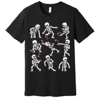 Halloween American Football Skeletons Funny Premium T-Shirt