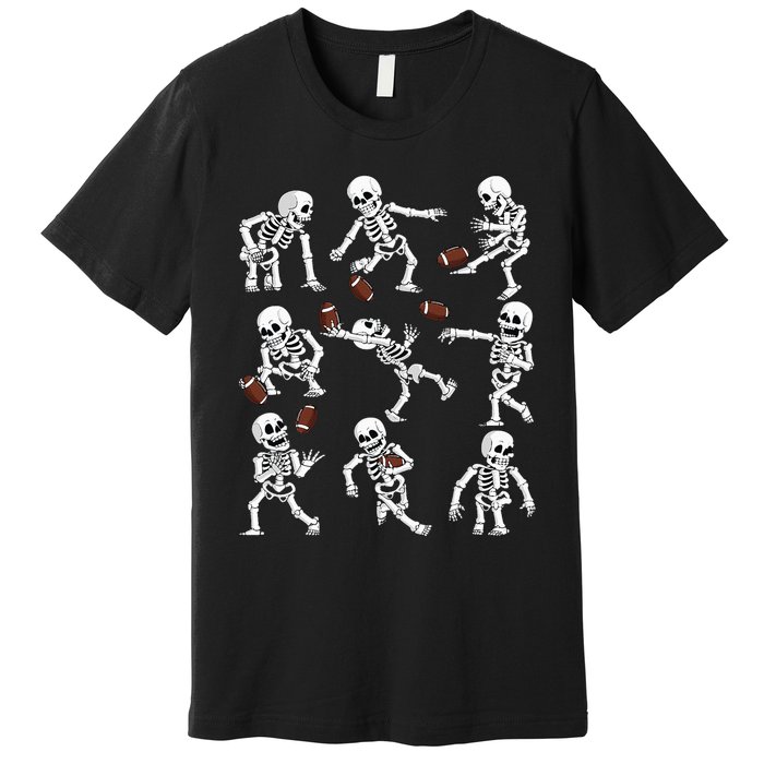 Halloween American Football Skeletons Funny Premium T-Shirt