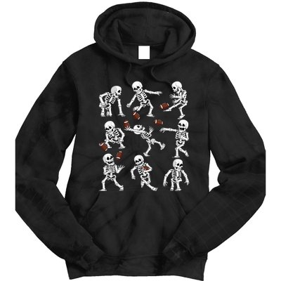 Halloween American Football Skeletons Funny Tie Dye Hoodie