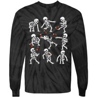 Halloween American Football Skeletons Funny Tie-Dye Long Sleeve Shirt