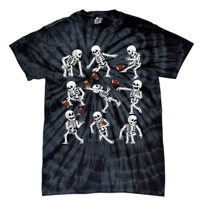 Halloween American Football Skeletons Funny Tie-Dye T-Shirt