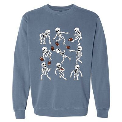 Halloween American Football Skeletons Funny Garment-Dyed Sweatshirt