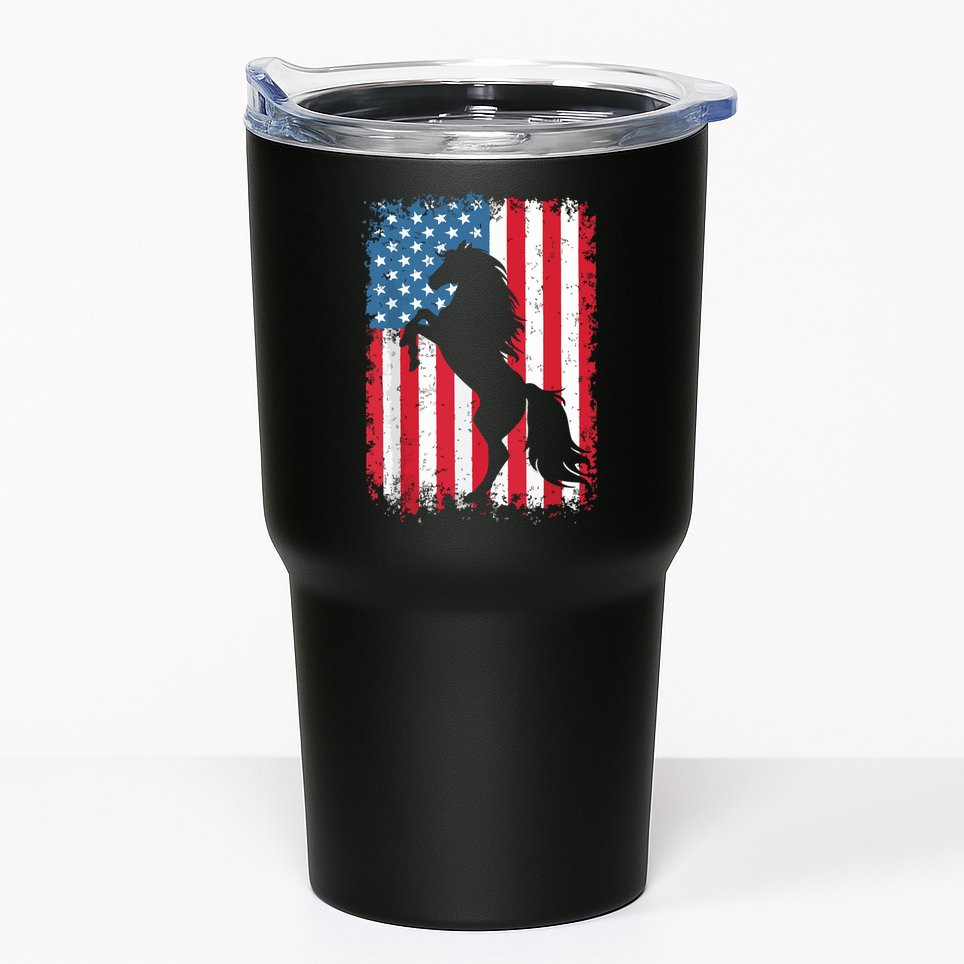 Horse American Flag USA 4th Of July Men Women Boy Girl Tumbler