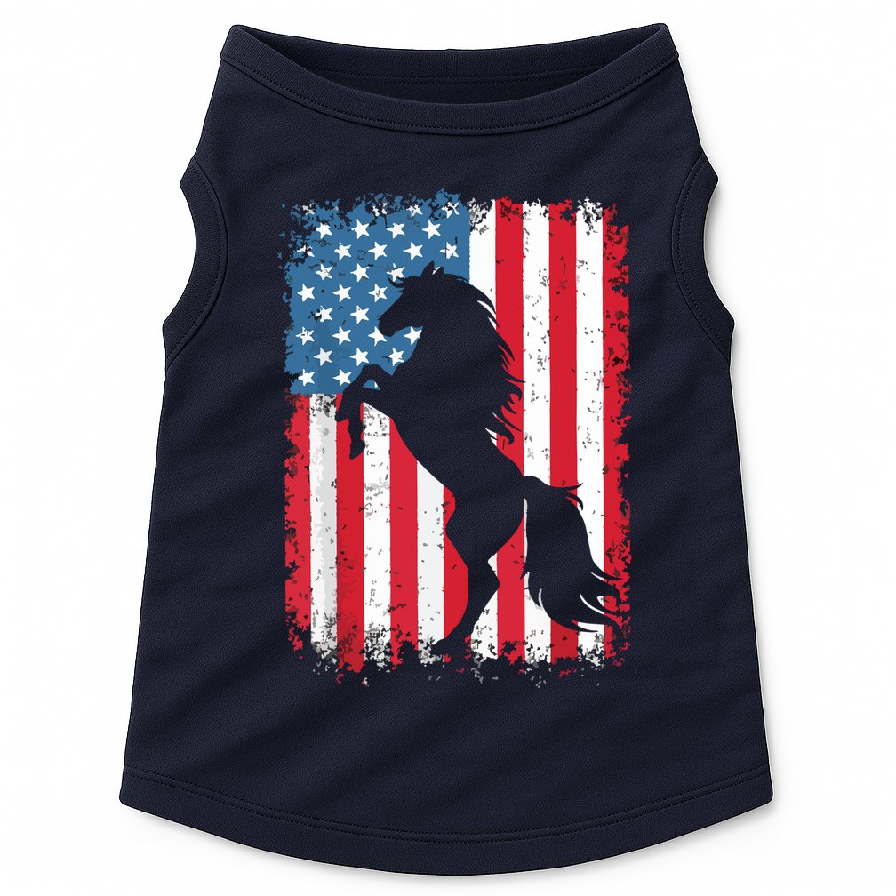 Horse American Flag USA 4th Of July Men Women Boy Girl Doggie Tank