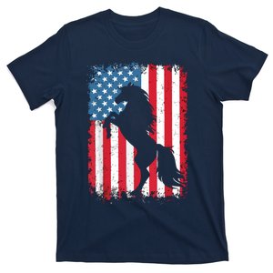 Horse American Flag USA 4th Of July Men Women Boy Girl T-Shirt