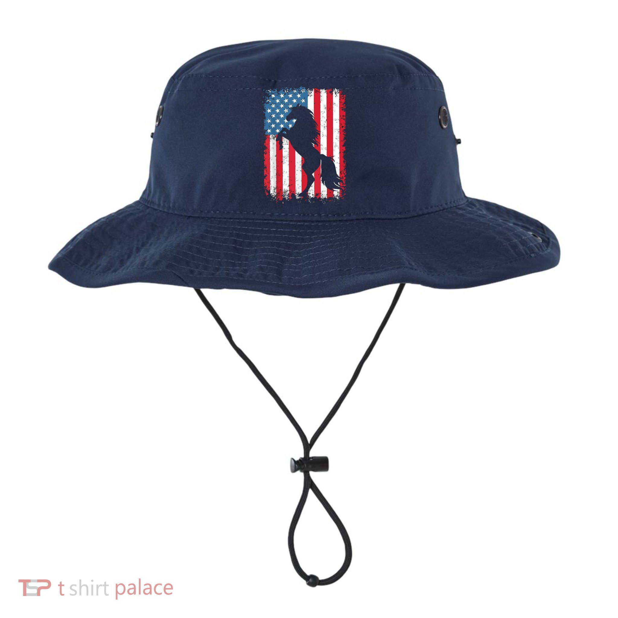 Horse American Flag USA 4th Of July Men Women Boy Girl Bucket Hat