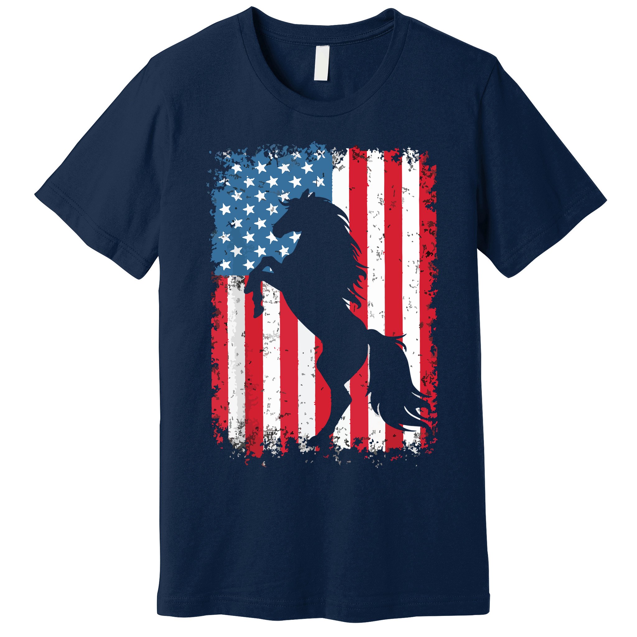 Horse American Flag USA 4th Of July Men Women Boy Girl Premium T-Shirt