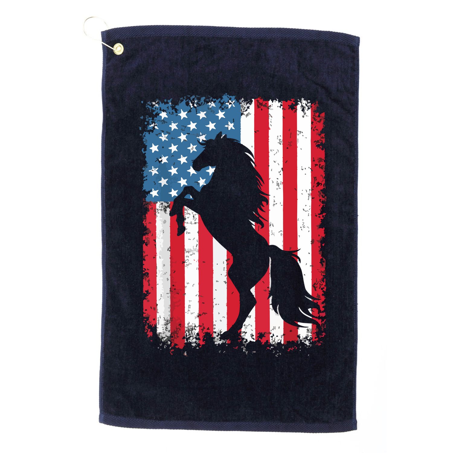 Horse American Flag USA 4th Of July Men Women Boy Girl Golf Towel