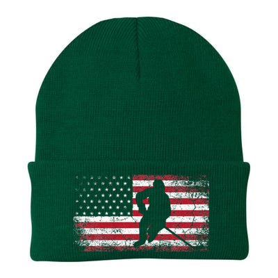 Hockey American Flag Knit Cap Winter Beanie