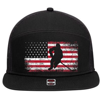 Hockey American Flag 7 Panel Mesh Trucker Snapback Hat