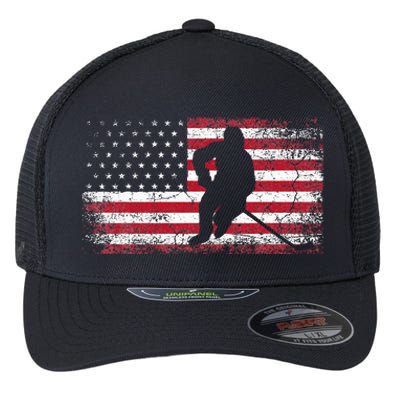 Hockey American Flag Flexfit Unipanel Trucker Cap