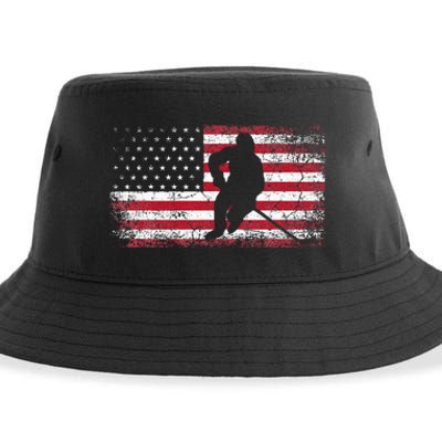 Hockey American Flag Sustainable Bucket Hat