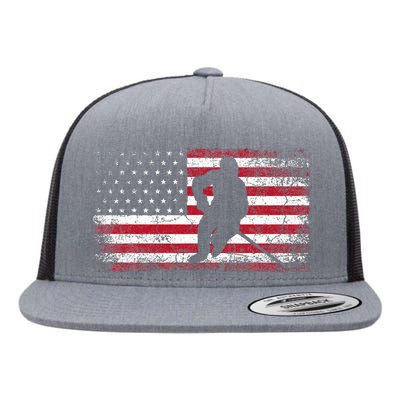 Hockey American Flag Flat Bill Trucker Hat