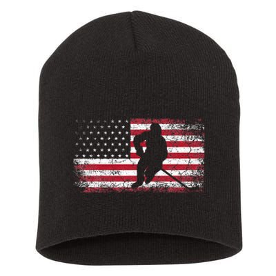 Hockey American Flag Short Acrylic Beanie