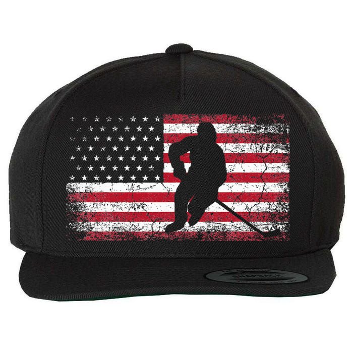 Hockey American Flag Wool Snapback Cap