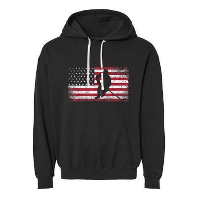 Hockey American Flag 4th Of July Patriotic USA Dad Men Son Garment-Dyed Fleece Hoodie
