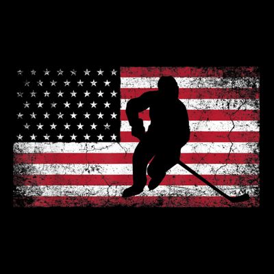 Hockey American Flag 4th Of July Patriotic USA Dad Men Son T-Shirt