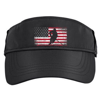 Hockey American Flag 4th Of July Patriotic USA Dad Men Son Adult Drive Performance Visor