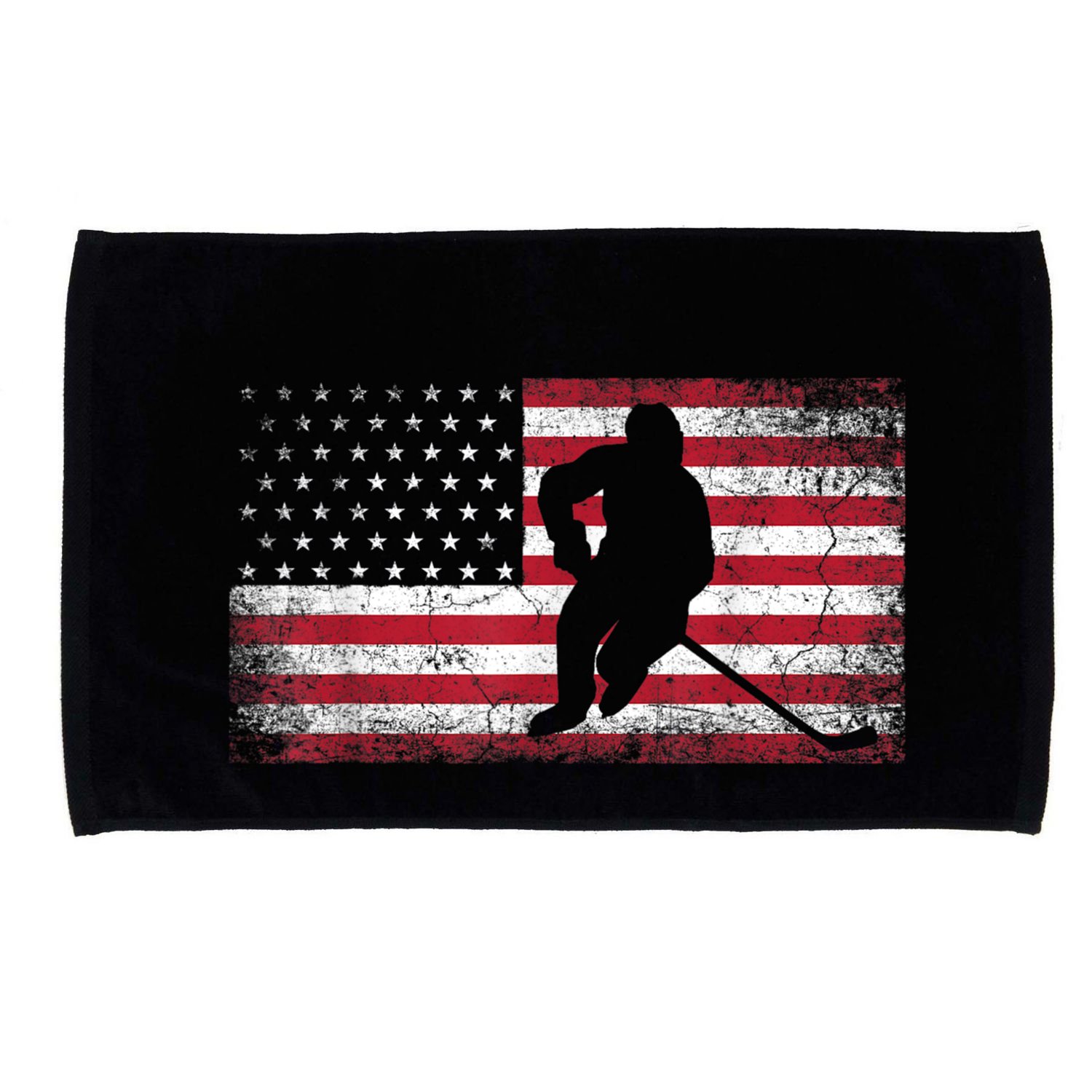 Hockey American Flag 4th Of July Patriotic USA Dad Men Son Microfiber Hand Towel