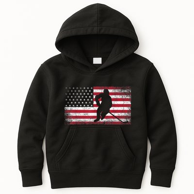 Hockey American Flag 4th Of July Patriotic USA Dad Men Son Kids Hoodie