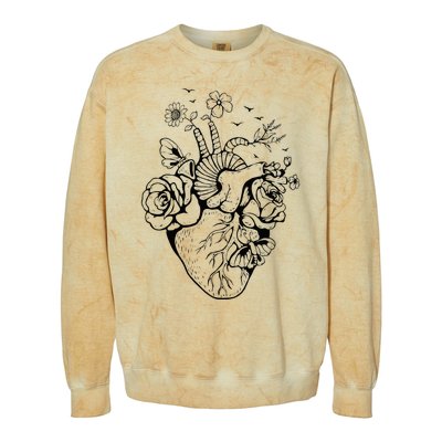 Heart Anatomy Flowers Funny Anatomical Heart And Human Colorblast Crewneck Sweatshirt