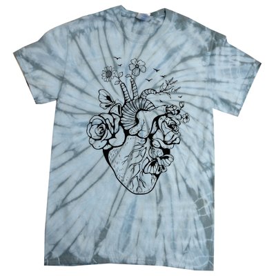 Heart Anatomy Flowers Funny Anatomical Heart And Human Tie-Dye T-Shirt