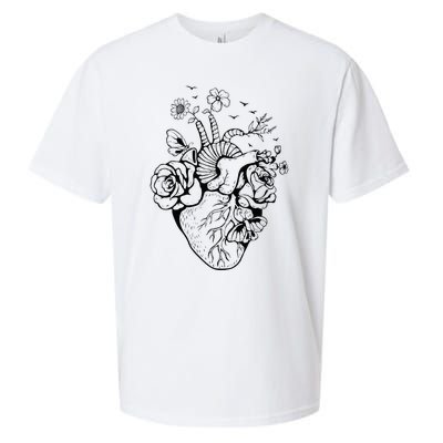 Heart Anatomy Flowers Funny Anatomical Heart And Human Sueded Cloud Jersey T-Shirt