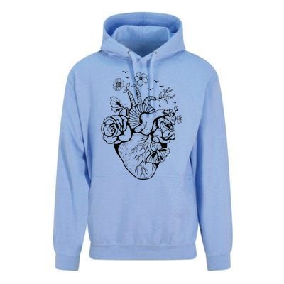 Heart Anatomy Flowers Funny Anatomical Heart And Human Unisex Surf Hoodie