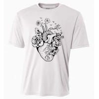 Heart Anatomy Flowers Funny Anatomical Heart And Human Cooling Performance Crew T-Shirt