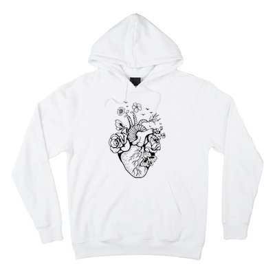 Heart Anatomy Flowers Funny Anatomical Heart And Human Hoodie